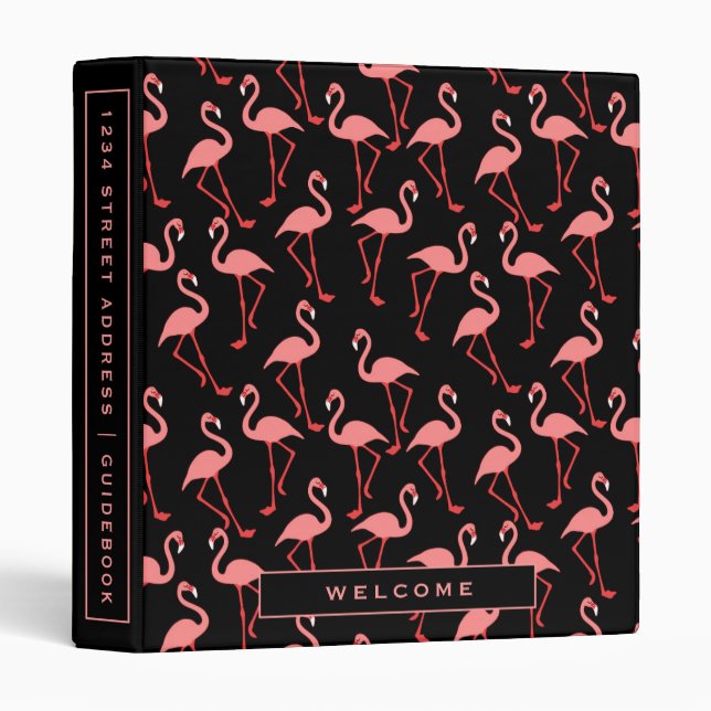 Vacation Rental Guidebook | Blush Pink Flamingos Binder (Front/Spine)