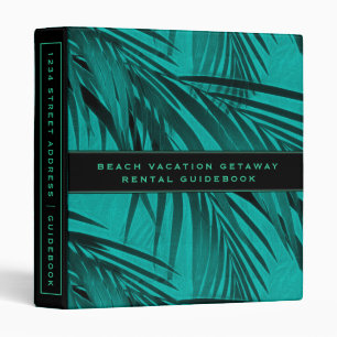 Vacation Rental Guidebook Turquoise Palm Leaf Binder