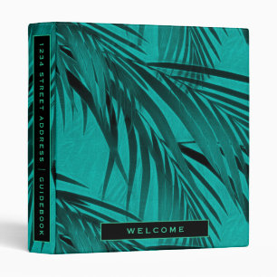 Vacation Rental Guidebook   Turquoise Palm Leaves Binder