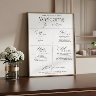 Vacation Rental Host Welcome House Rules WiFi Sign