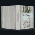 Vacation Rental Lake Cabin Grey Wood Welcome Book Binder<br><div class="desc">Create your own welcome book for your Lake side cabin vacation rentals. Fill your vacation rental book with local maps, restaurant recommendations, instructions about appliances, rental rules, contact information and a letter of welcome. Watercolor design with green forest trees, blue lake and rowboat. Customize with rental property name or family...</div>