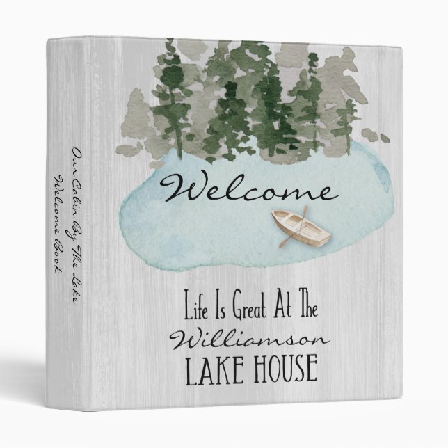 Vacation Rental Lake Rustic Cabin Welcome Book Binder (Front/Spine)