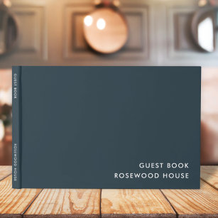 Vacation Rental   Minimalist Simple Navy Blue Guest Book