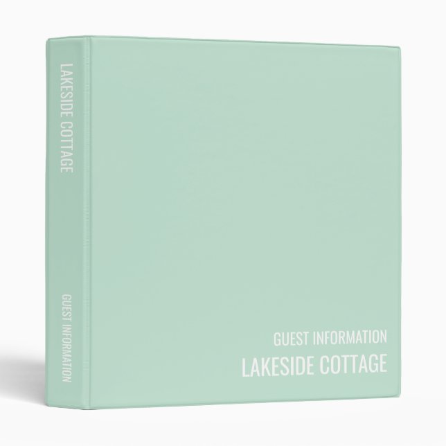 Vacation Rental Mint Minimalist Modern Airbnb Binder (Front/Spine)