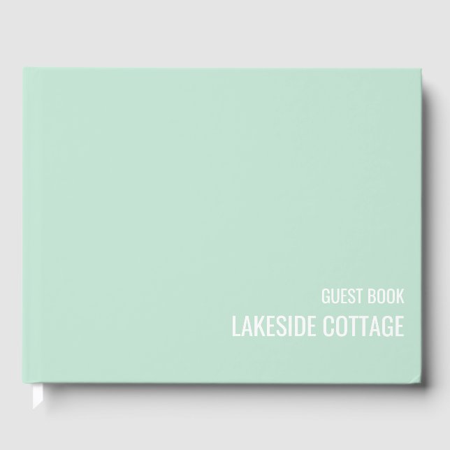 Vacation Rental Mint Minimalist Modern Airbnb Guest Book (Front)