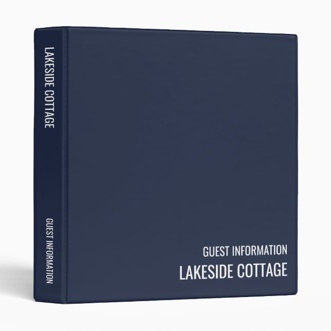 Vacation Rental Navy Minimalist Modern Airbnb Binder (Front/Spine)