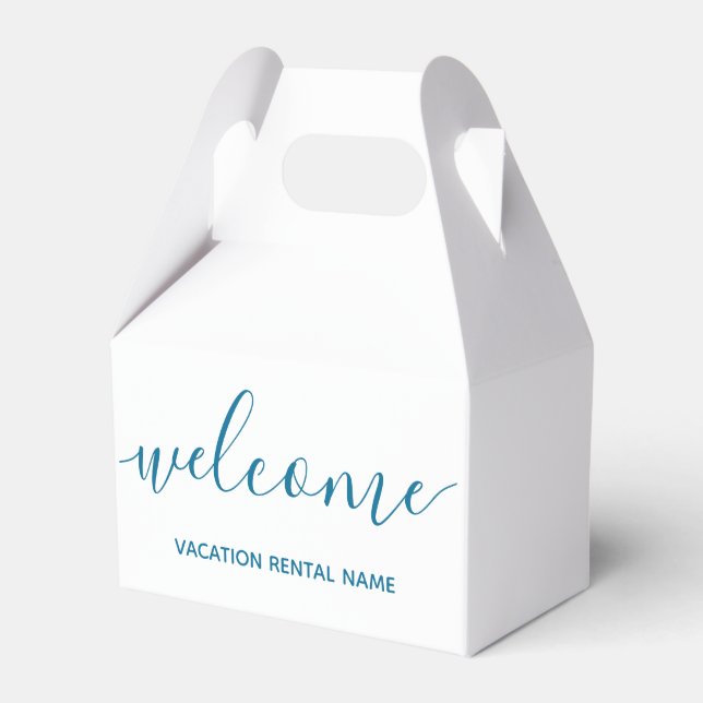 Vacation Rental Sea Blue Welcome Favour Box (Front Side)