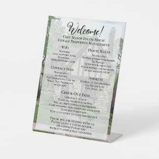 Vacation Rental Welcome Guest Information Photo Pedestal Sign