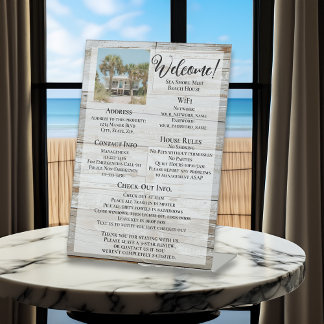 Vacation Rental Welcome Guest Information Photo Pedestal Sign
