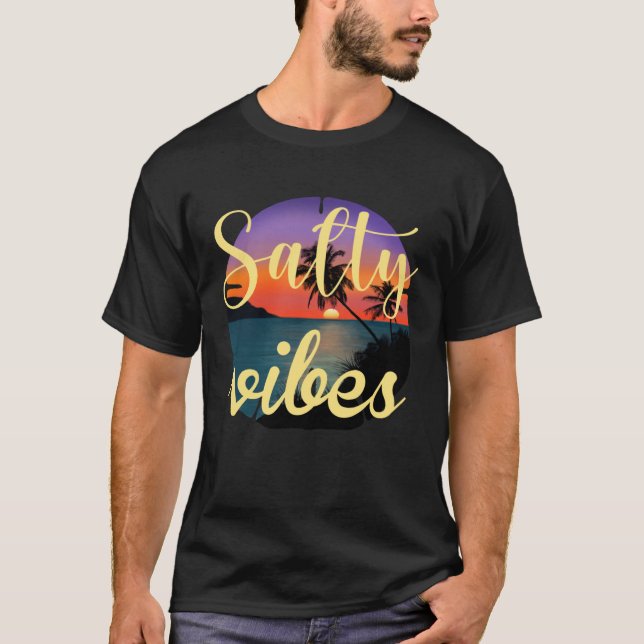 Vacation Salty Vibes Relaxing Beach Sunset For Sum T-Shirt (Front)