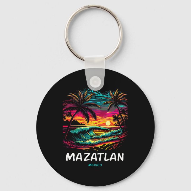 Vacation Souvenir Palm Tree Mazatlan  Keychain (Front)