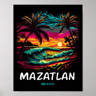 Vacation Souvenir Palm Tree Mazatlan  Poster
