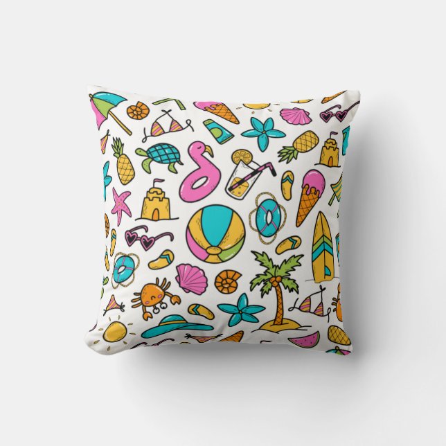 vacation summer beach pattern for fun    throw pillow (Front)