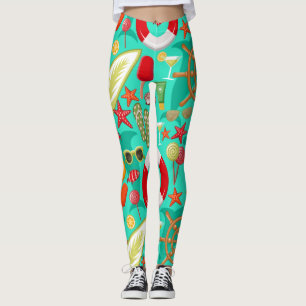 vacation summer beach pattern leggings