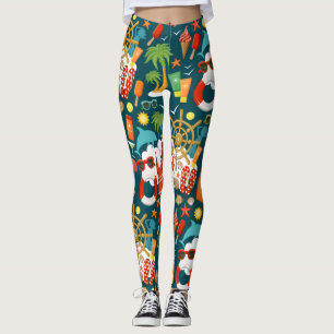 vacation summer party beach pattern    leggings