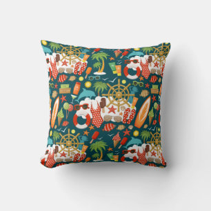 vacation summer party beach pattern throw pillow