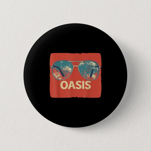 Vacation Sungles With Cool Oasis Statement  2 Inch Round Button (Front)