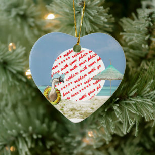 Vacation Time Goose Beach Scene Photo Frame Ceramic Ornament