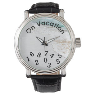 Vacation Time On Whitewashed Wood Watch