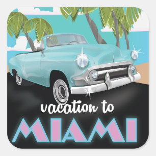 Vacation to Miami Travel poster Square Sticker