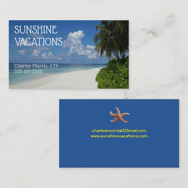 Vacation Travel Agent Tropical Sunshine Business Card (Front/Back)