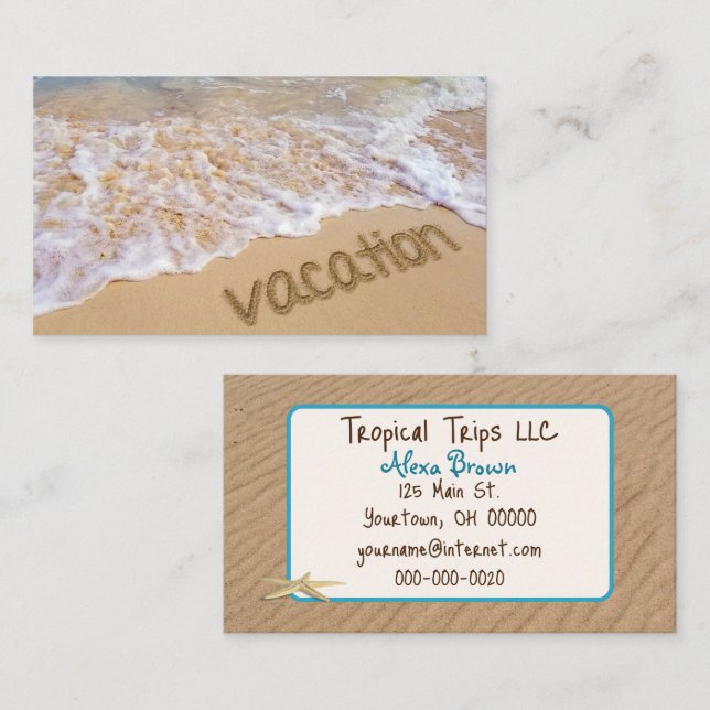 Vacation Tropical Bahamas Beach  Business Card (Front/Back)