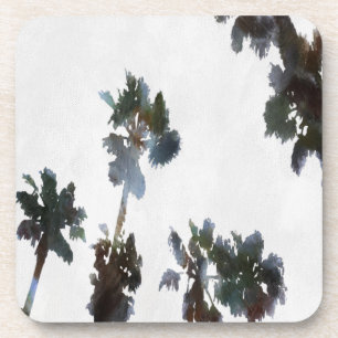 Vacation Tropical Palms Artistic Watercolor Coaster
