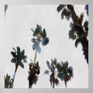 Vacation Tropical Palms Artistic Watercolor  Poster