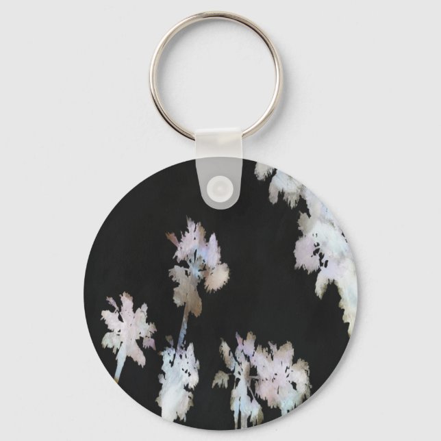 Vacation Tropical Palms Artistic Watercolor Silhou Keychain (Front)