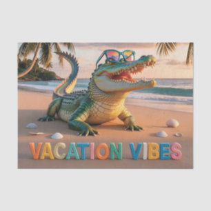 "Vacation Vibes" Cool Crocodile on Beach Tissue Paper