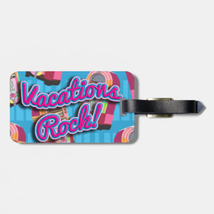 Vacations Rock Fun Jukebox Fifties Flair  Luggage Tag