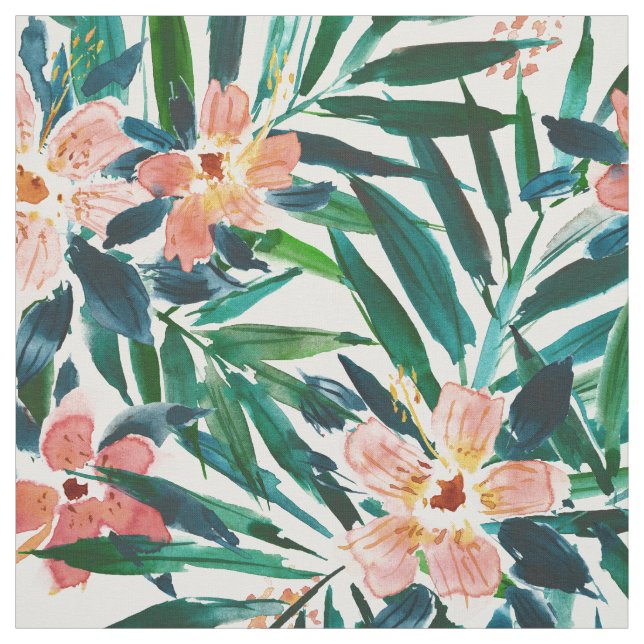 VACAY EVERYDAY Tropical Palm Hibiscus Fabric (Swatch)