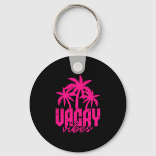 Vacay vibes palm trees retro vintage beach summer keychain