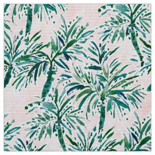 VACAY VOCAB Watercolor Blush Palms Fabric
