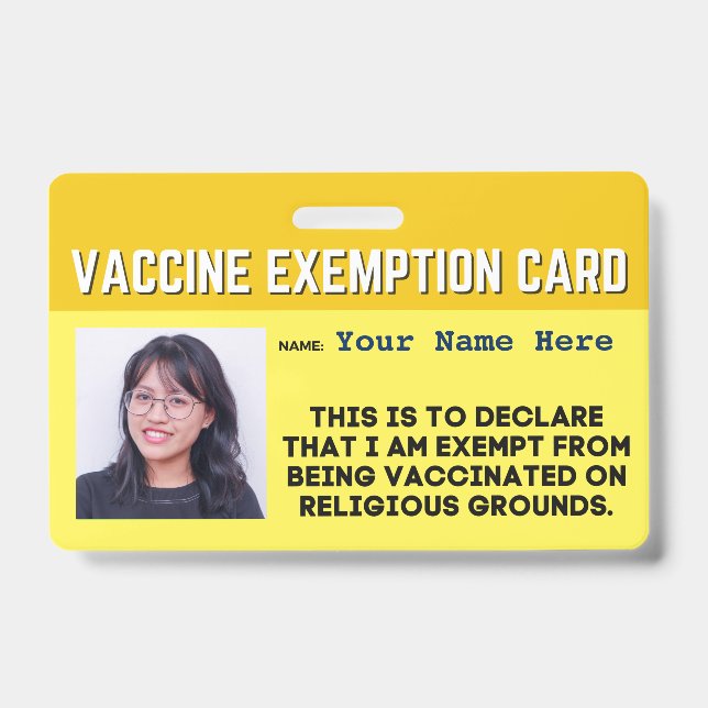 Vaccin Carte d'exemption religieuse Badge (Front)