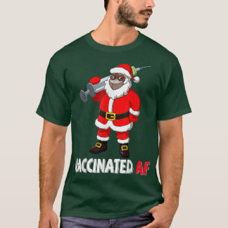 Vaccinated AF African American Santa Claus In Mask T-Shirt