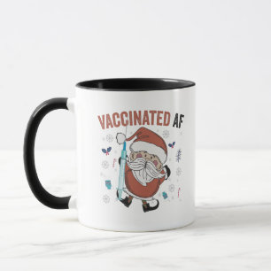 Vaccinated af Funny Christmas Vaccinated Santa Mug