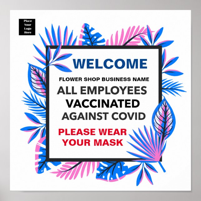  Vaccinated All Employees Business Welcome Poster (Front)