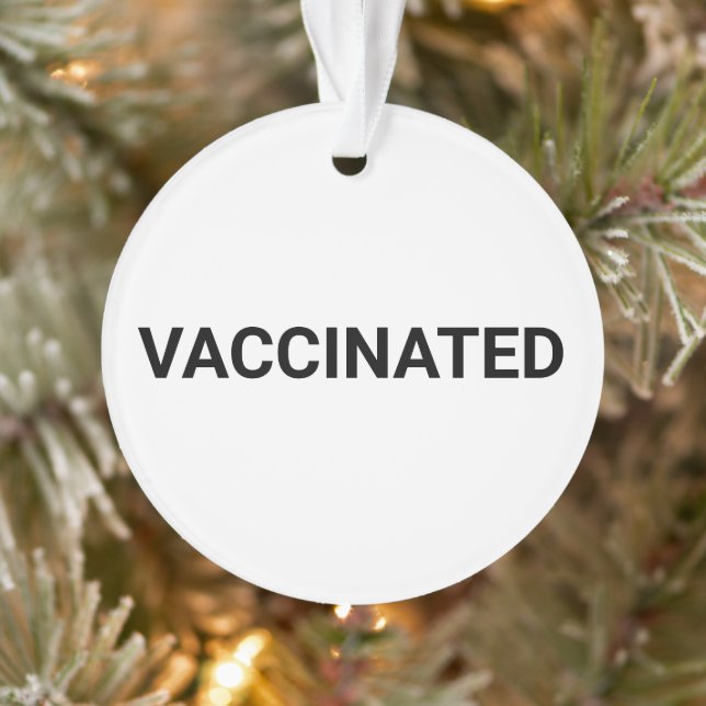 Vaccinated black and white minimalist custom text ornament (Tree)