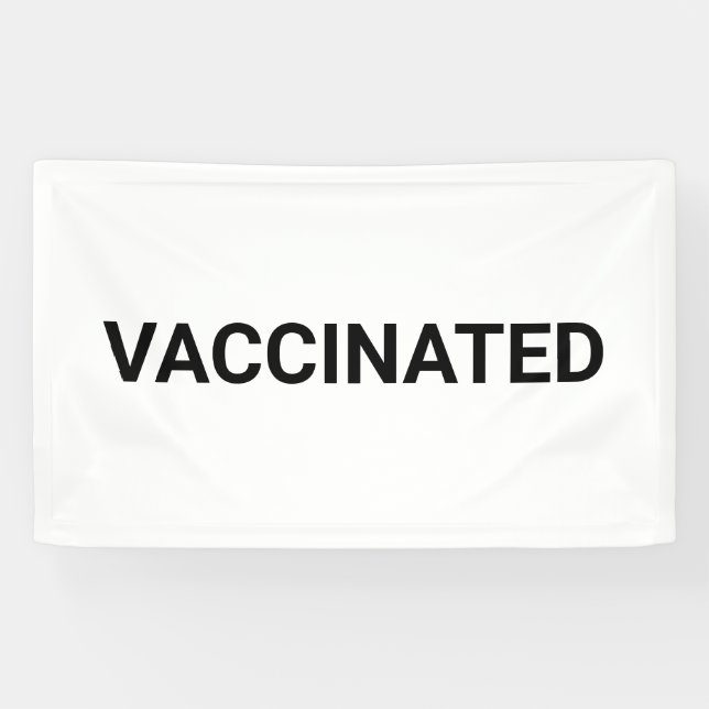 Vaccinated, black white customizable banner (Horizontal)
