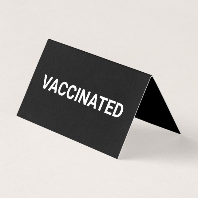 Vaccinated, black white customizable folded card (Front)