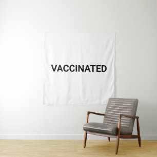 Vaccinated, black white customizable tapestry
