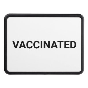 Vaccinated, black white customizable trailer trailer hitch cover