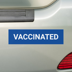 Vaccinated, blue and white customizable bumper sticker