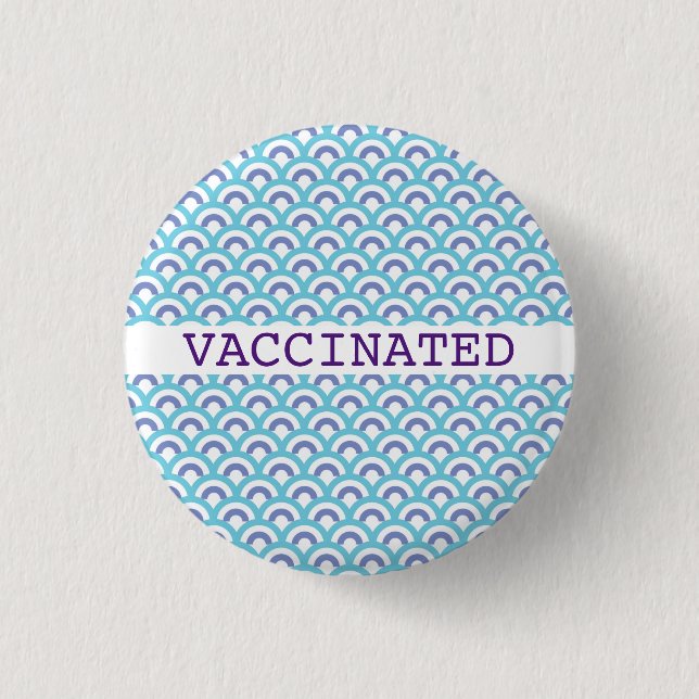 VACCINATED blue clouds printed 1 Inch Round Button (Front)