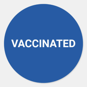 Vaccinated blue white customizable simple classic round sticker
