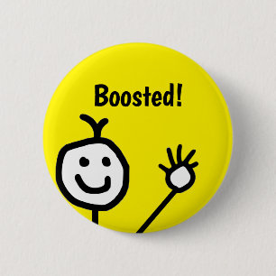 Vaccinated Booster Cute Happy Face 2 Inch Round Button