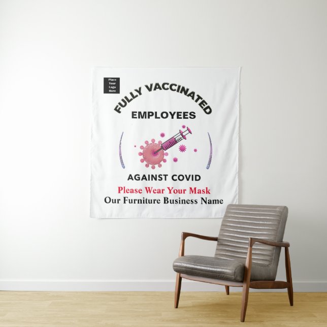Vaccinated Business Employees Against Covid Logo Tapestry (In Situ)