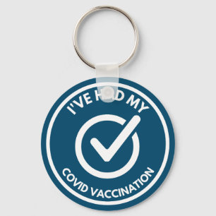 vaccinated button keychain