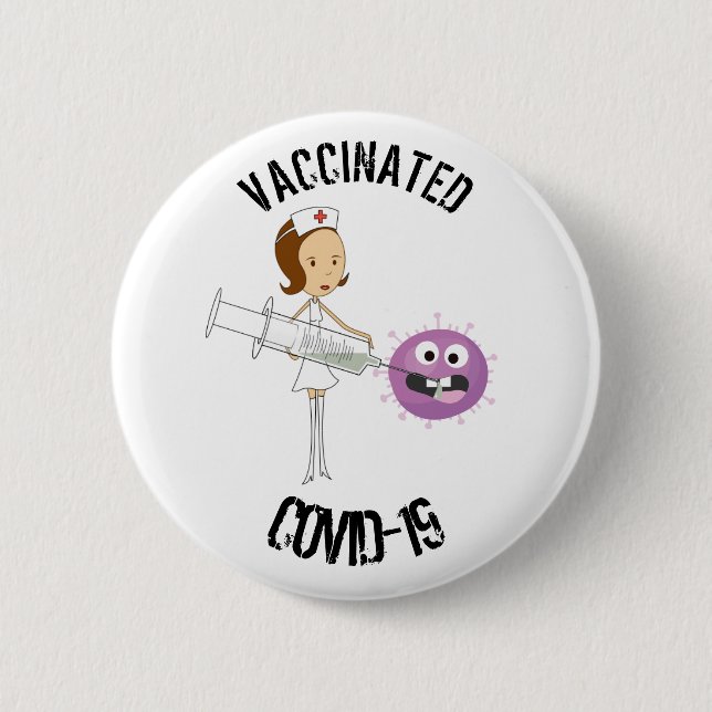 Vaccinated COVID-19 6 Cm Round Badge 2 Inch Round Button (Front)